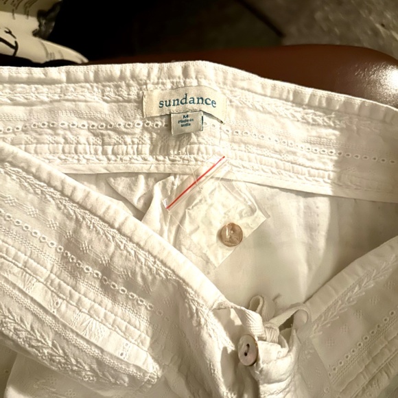 Sundance Gigi White Eyelet Button Front Drawstring Lined Pants NWT - Picture 2 of 2